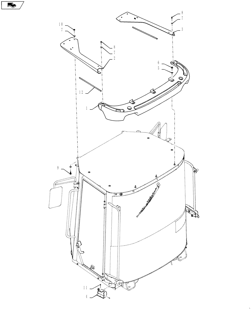 Схема запчастей Case 521F - (90.160.08) - CAB, EXTERIOR TRIM (90) - PLATFORM, CAB, BODYWORK AND DECALS