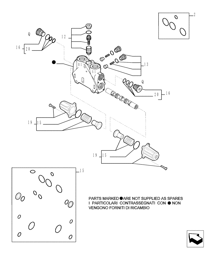 Схема запчастей Case TX742 - (9.00825B[07]) - 3 SPOOL VALVE - COMPONENTS- OPTIONAL CODE 749001081 (35) - HYDRAULIC SYSTEMS