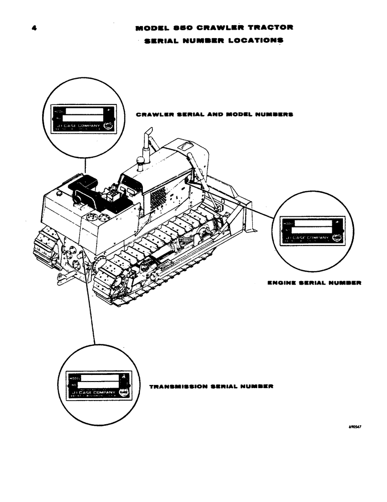 Схема запчастей Case 850 - (004) - SERIAL NUMBER LOCATIONS (00) - GENERAL
