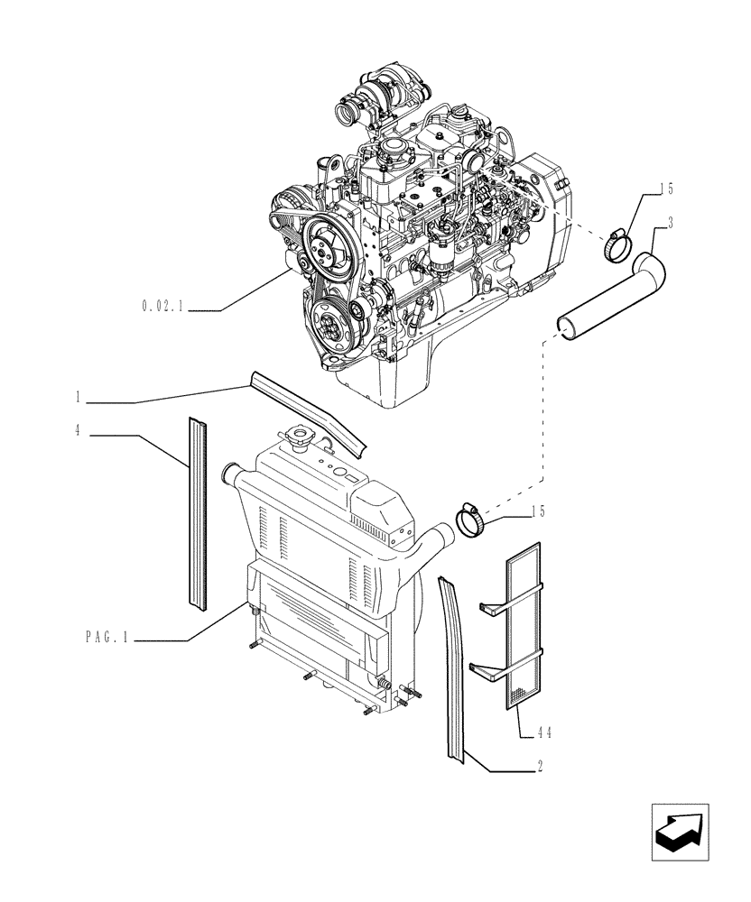 Схема запчастей Case TX842 - (1.17.0[03]) - ENGINE COOLING - VERSION (03-04) (10) - ENGINE