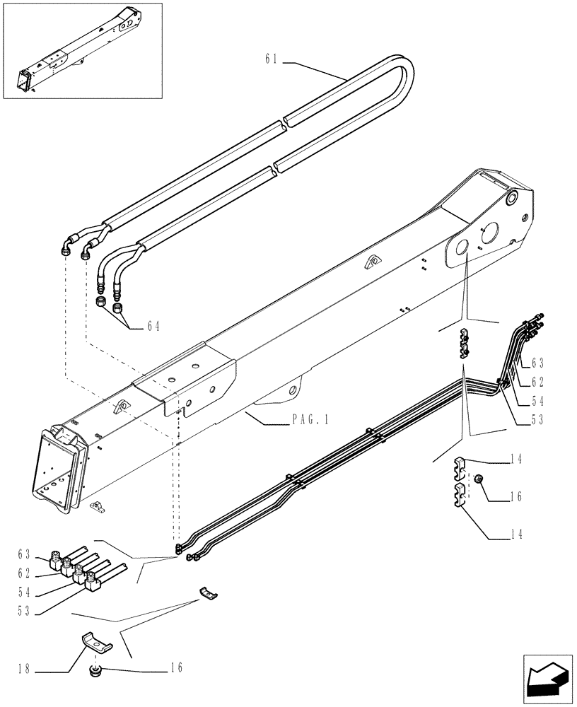 Схема запчастей Case TX842 - (9.80092A[04]) - ARM FOR 4 FUNCTIONS (42 FEET) - OPTIONAL CODE 749027351 (83) - TELESCOPIC SINGLE ARM