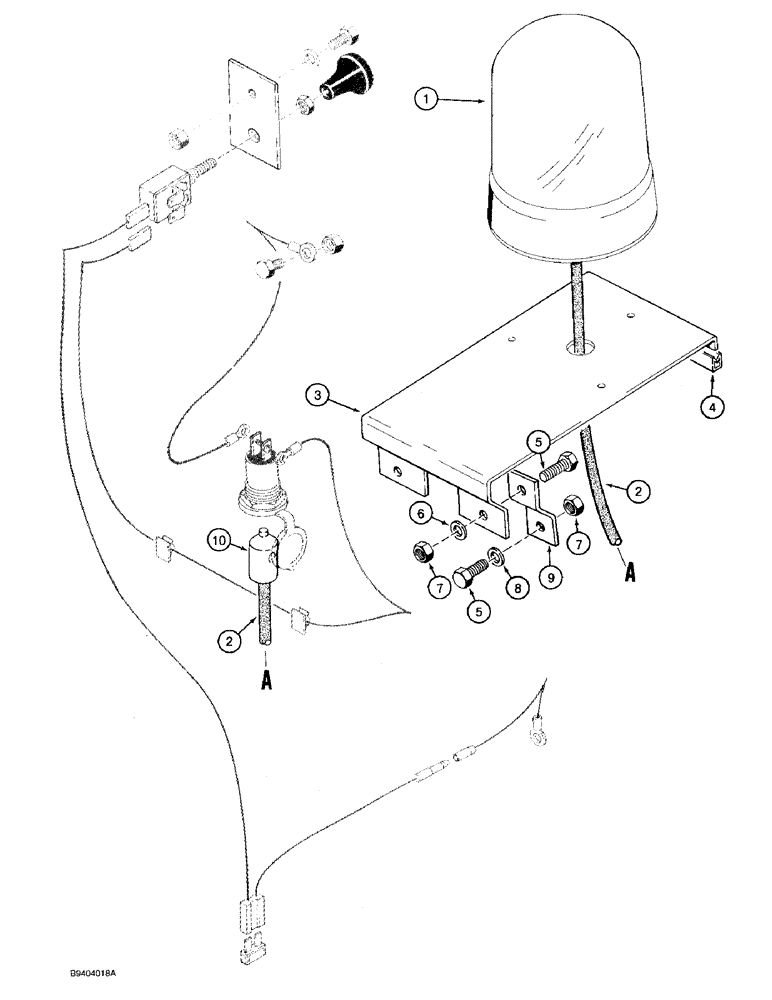 Схема запчастей Case 1825 - (4-35A) - ROTATING BEACON, EUROPEAN DIESEL MODELS P.I.N. JAF0140357 AND AFTER (04) - ELECTRICAL SYSTEMS