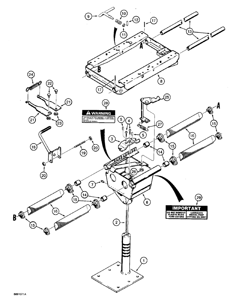 Схема запчастей Case 590 - (9-096) - STANDARD SEAT SUPPORT (09) - CHASSIS/ATTACHMENTS