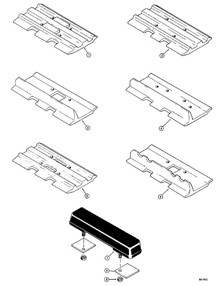 Схема запчастей Case 750 - (152) - TRACK SHOES (NOTCH CUT), USED ON DRAWBAR AND DOZER MODELS BEFORE TRAC. S.N 7071626 (04) - UNDERCARRIAGE