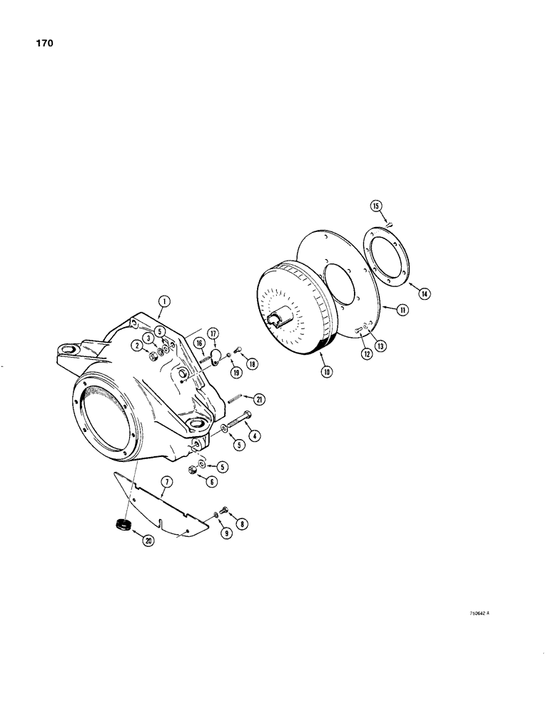 Схема запчастей Case 480C - (170) - TORQUE CONVERTER AND HOUSING (17) - TORQUE CONVERTER