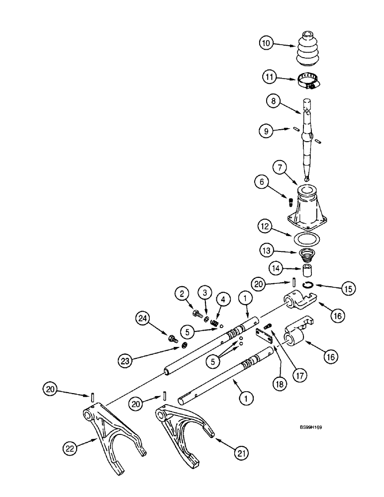 Схема запчастей Case 590SL - (6-070) - CARRARO TRANSMISSION ASSEMBLY, TRANS. SHIFTER MECHANISM, 2WD OR 4WD, MODELS W/O POWERSHIFT TRANS. (06) - POWER TRAIN