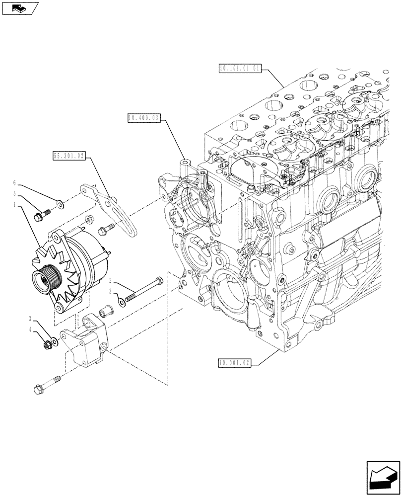 Схема запчастей Case 580SN WT - (55.301.01) - ALTERNATOR (55) - ELECTRICAL SYSTEMS