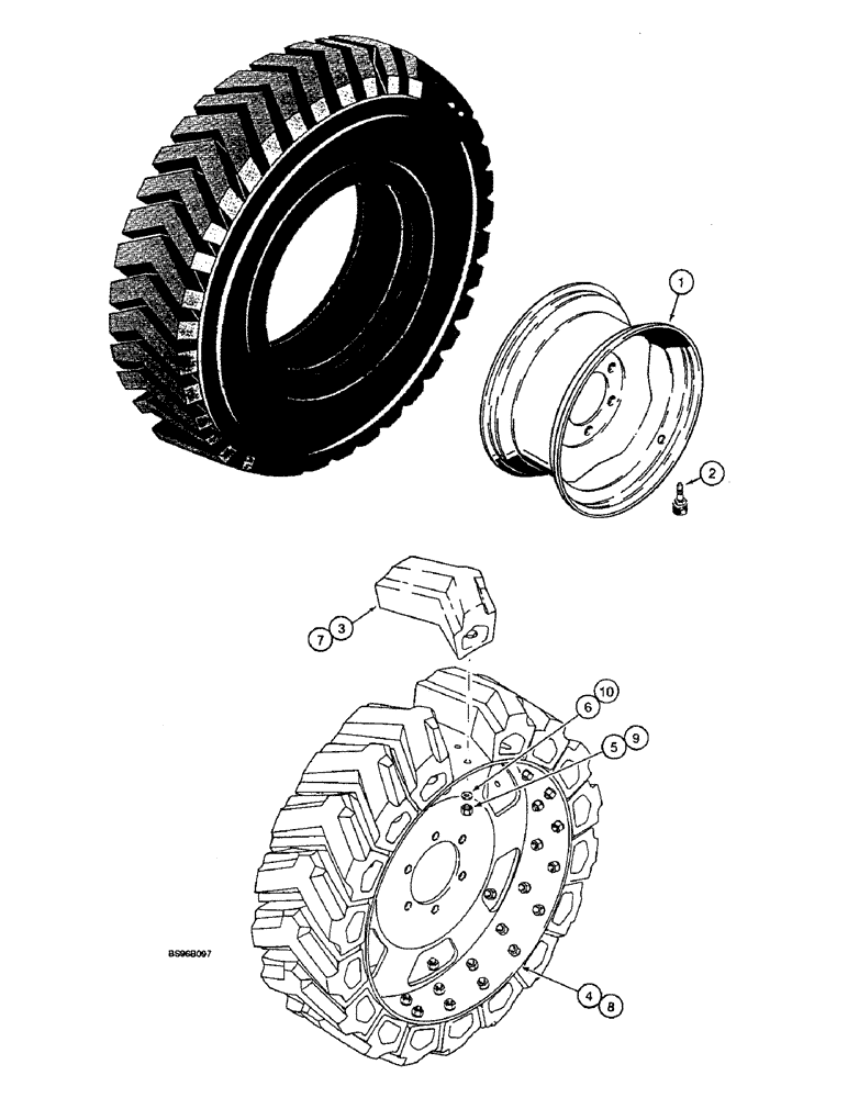 Схема запчастей Case 1825B - (6-44) - WHEELS (06) - POWER TRAIN