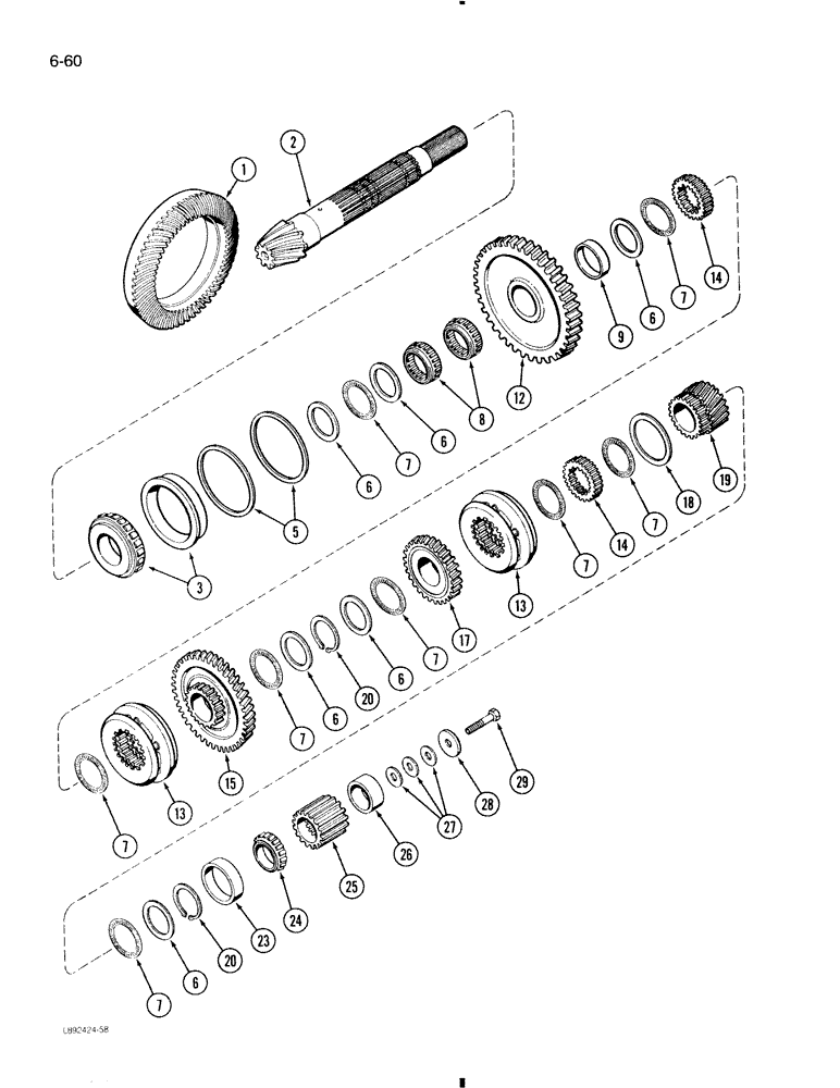 Схема запчастей Case 580K - (6-060) - TRANSAXLE COUNTERSHAFT (06) - POWER TRAIN