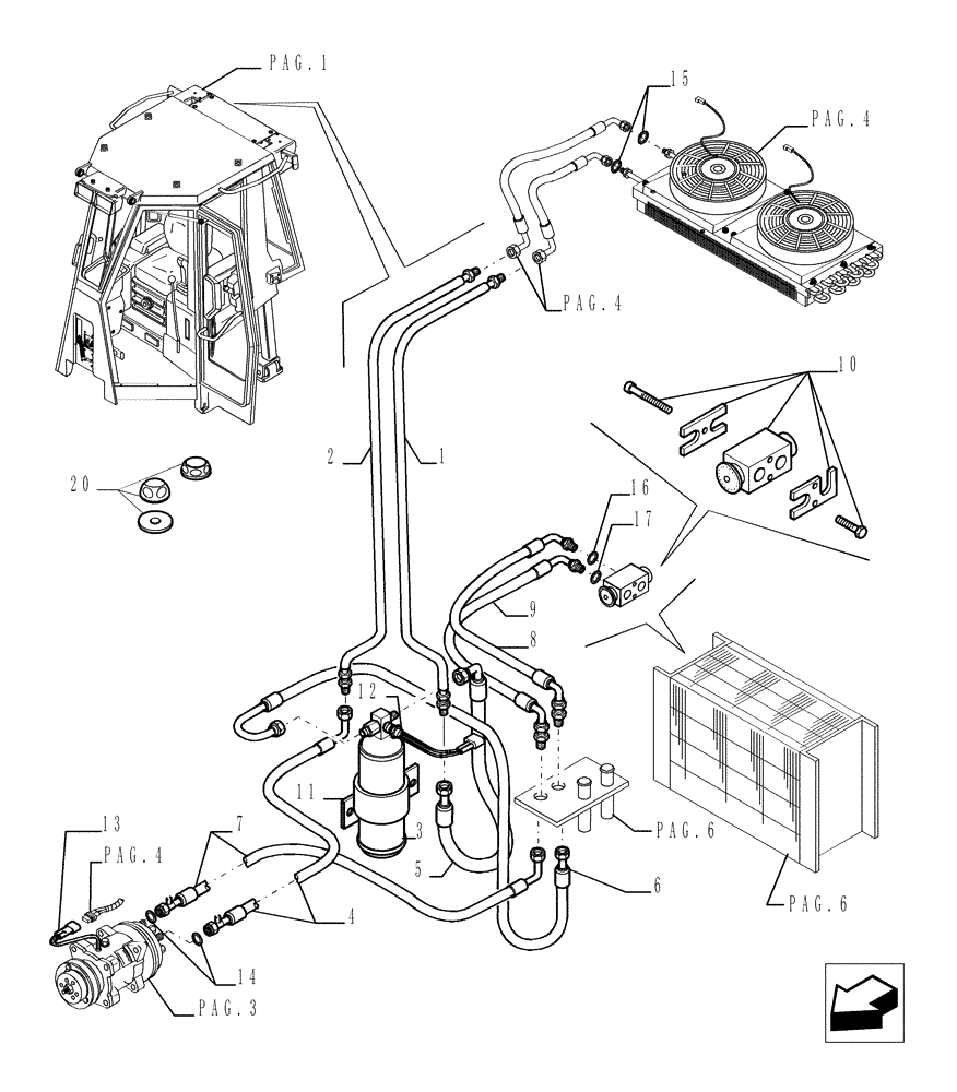 Схема запчастей Case 1850K - (9.653[05]) - ROPS CAB WITH CONDITIONER - OPTIONAL CODE 784110271 (19) - OPTIONS