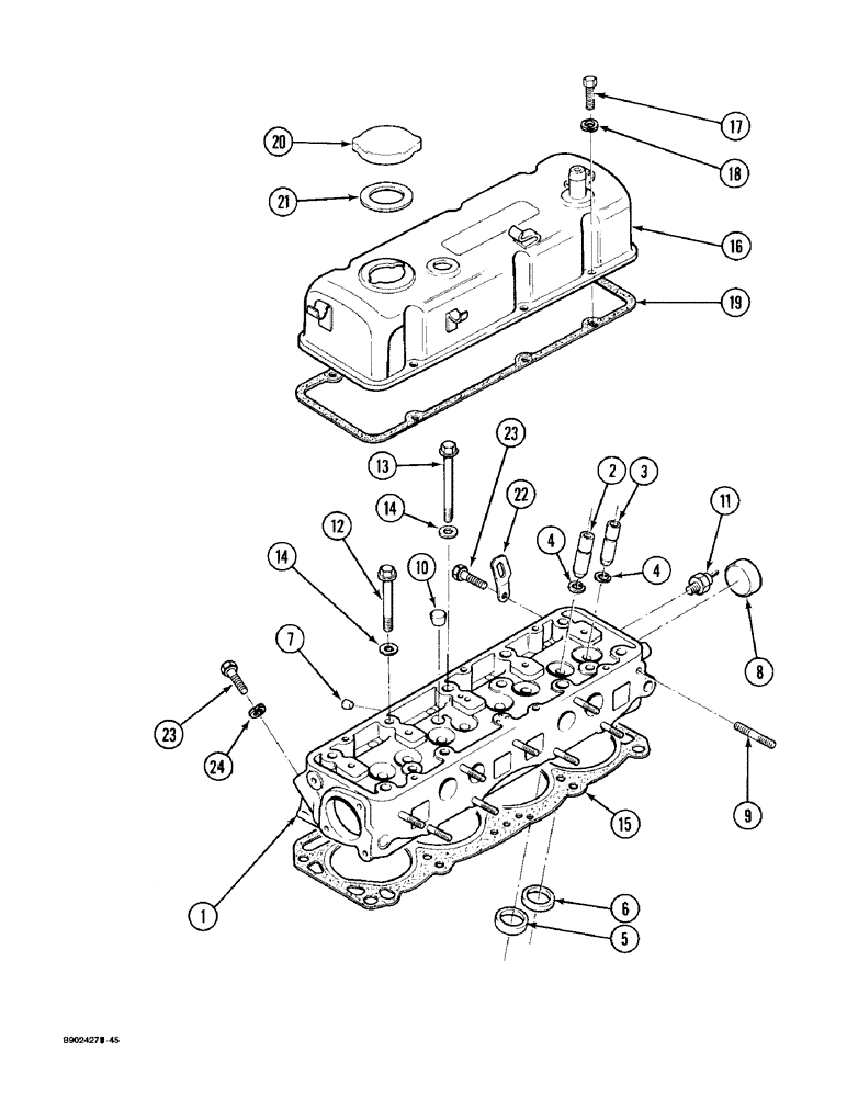 Схема запчастей Case 1825 - (2-42) - CYLINDER HEAD AND COVER, GASOLINE MODELS (02) - ENGINE