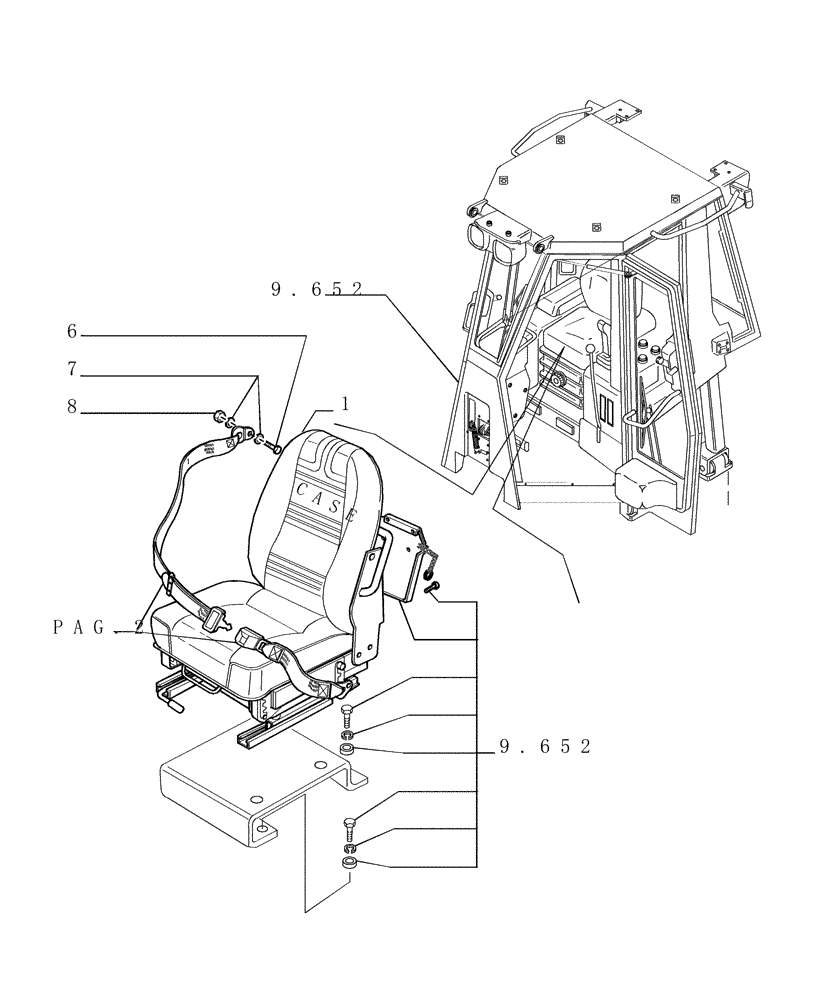 Схема запчастей Case 1850K - (9.672[01]) - PNEUM. CUSHIONING SEAT - COMPONENTS - OPTIONAL CODE 784339011 (19) - OPTIONS