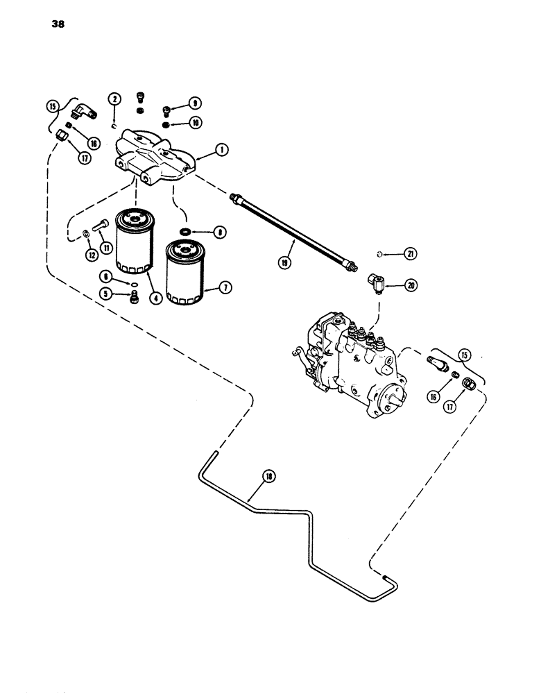 Схема запчастей Case 680E - (038) - FUEL FILTER SYSTEM, 336BD DIESEL ENGINE (10) - ENGINE