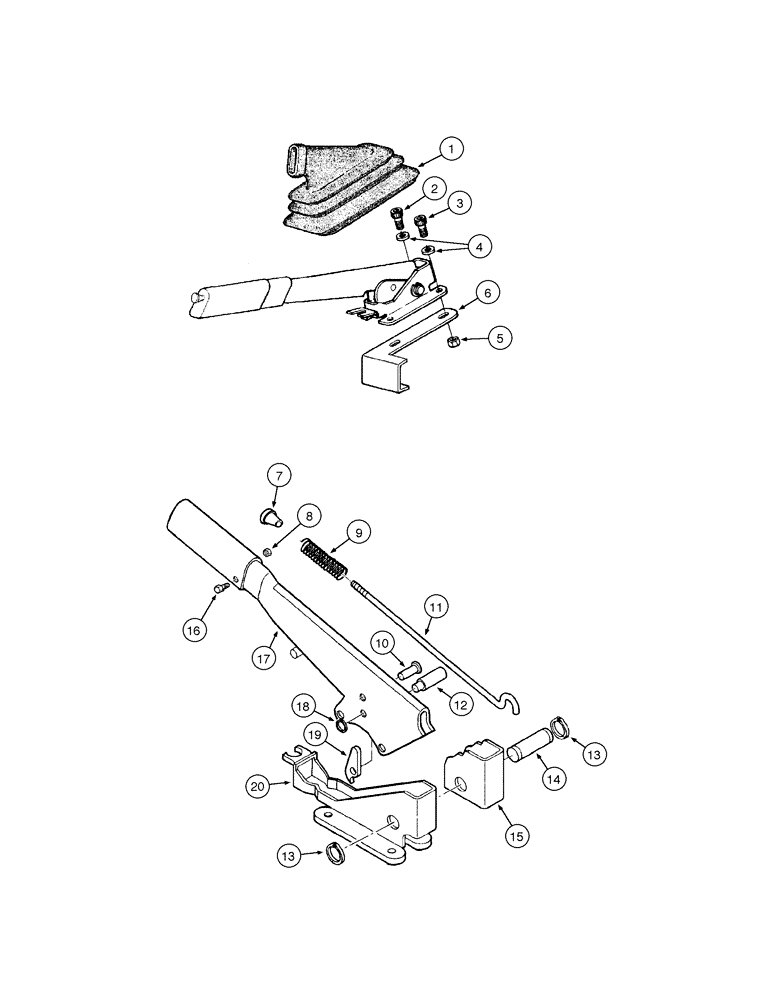 Схема запчастей Case 885 - (07-04[01]) - PARKING BRAKE - LEVER (07) - BRAKES