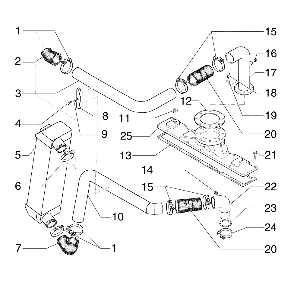 Схема запчастей Case 885 - (02-28[02]) - AFTER COOLER (02) - ENGINE