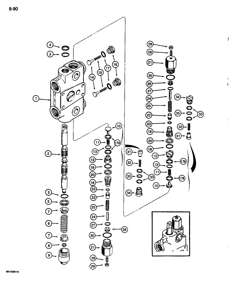 Схема запчастей Case 680L - (8-090) - BACKHOE CONTROL VALVE, SWING SECTION (08) - HYDRAULICS