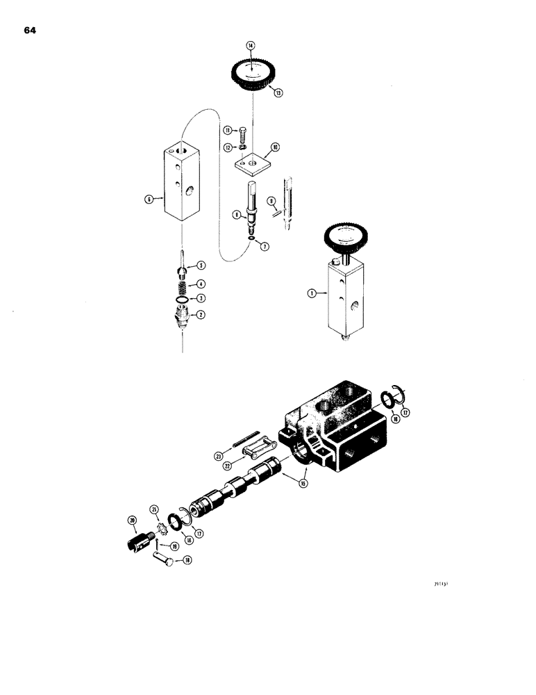 Схема запчастей Case 26S - (064) - D36662 BACKHOE LOCKING VALVE 