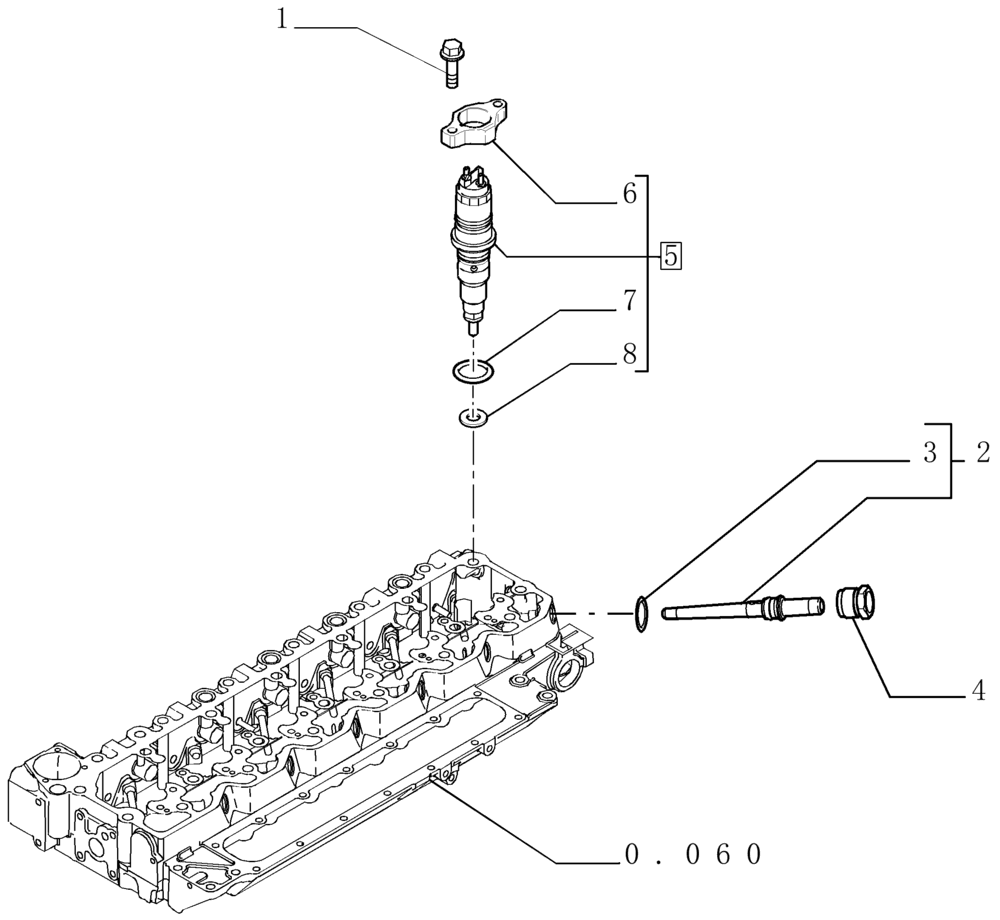 Схема запчастей Case 1850K - (0.140[02A]) - INJECTION EQUIPMENT - INJECTOR (VERSION 03) (01) - ENGINE