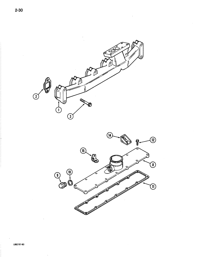 Схема запчастей Case 780C - (2-30) - MANIFOLDS, 6T-590 ENGINE (02) - ENGINE