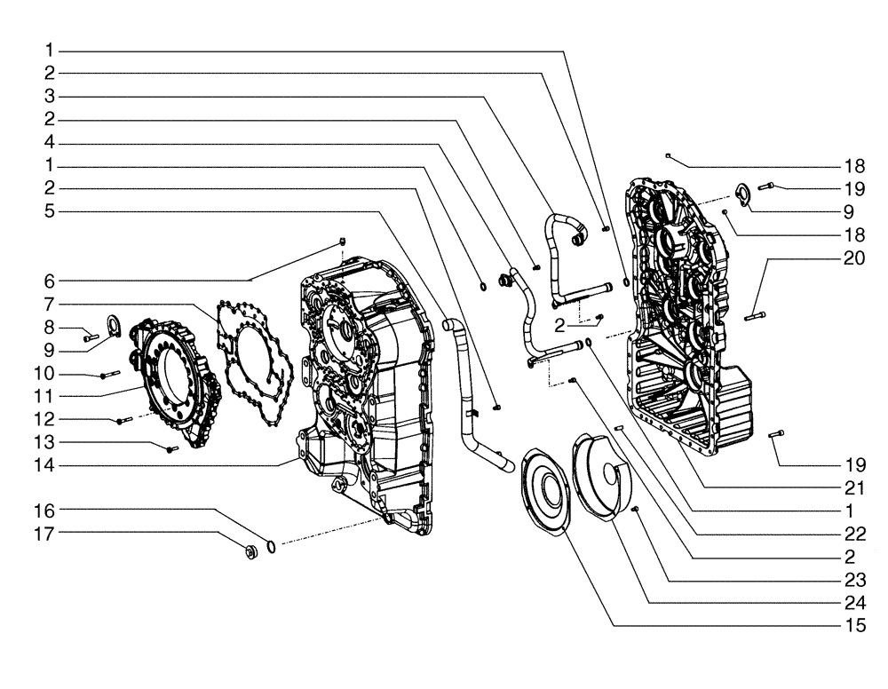 Схема запчастей Case 865B - (06-01[03]) - TRANSMISSION, HOUSINGS - (TORQUE CONVERTER) (06) - POWER TRAIN