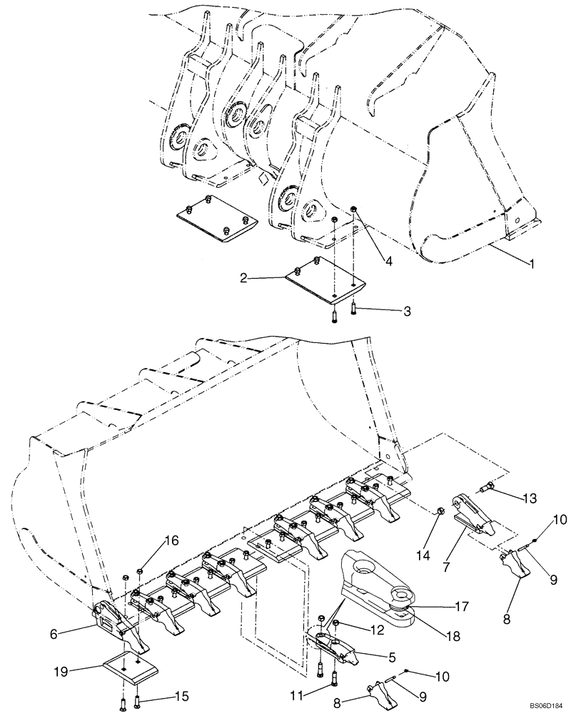 Схема запчастей Case 921E - (09-14) - LOADER BUCKET - WITH TEETH, SEGMENTS AND SKID PADS - EUROPE (09) - CHASSIS