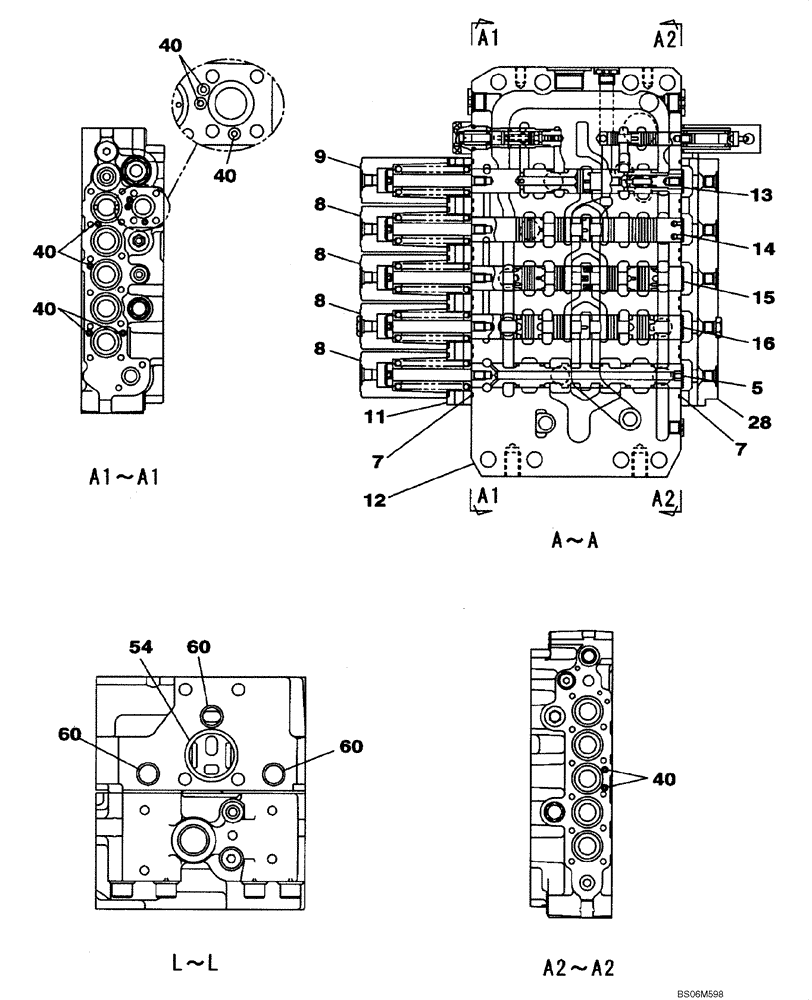 Схема запчастей Case CX210B - (08-65) - KRJ16011 VALVE ASSY - CONTROL (08) - HYDRAULICS