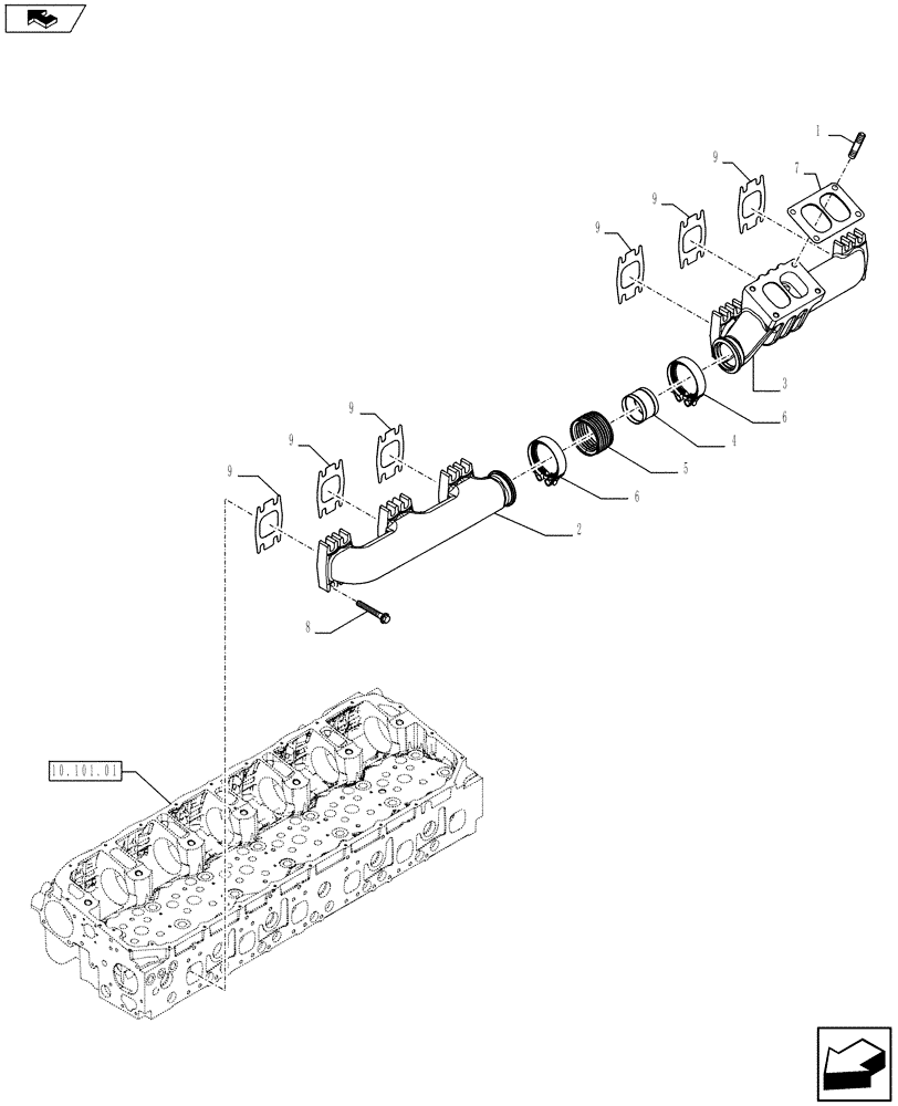 Схема запчастей Case F3DFA613A E001 - (10.254.05) - EXHAUST MANIFOLD (504386680) (10) - ENGINE