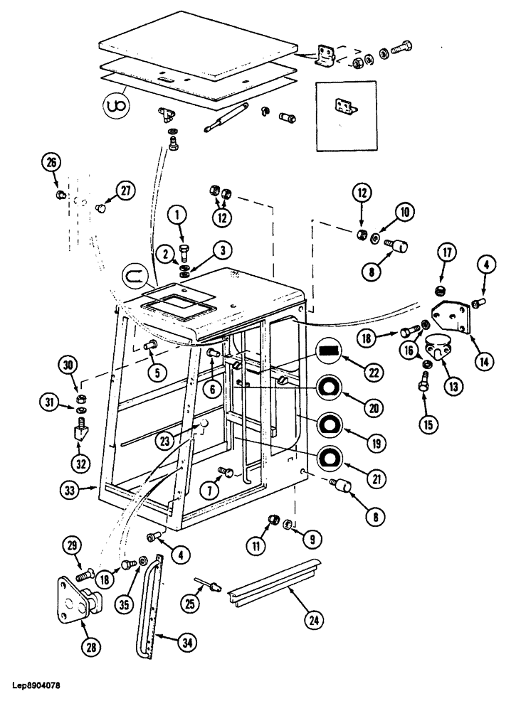 Схема запчастей Case 688 - (9-058) - CAB, CAB FRAME AND RELATED PARTS, P.I.N. FROM XXXXX AND AFTER (09) - CHASSIS