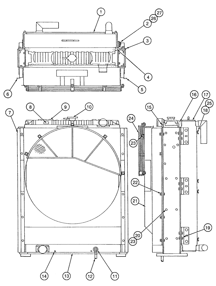 Схема запчастей Case 9050 - (2-06) - RADIATOR ASSEMBLY (02) - ENGINE