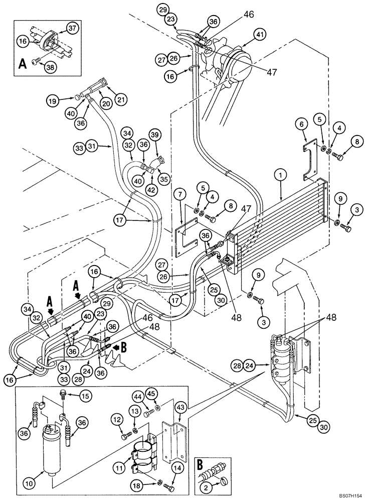 Схема запчастей Case 9045B - (9-066) - AIR CONDITIONING WITH HEATER AND HOSES (09) - CHASSIS