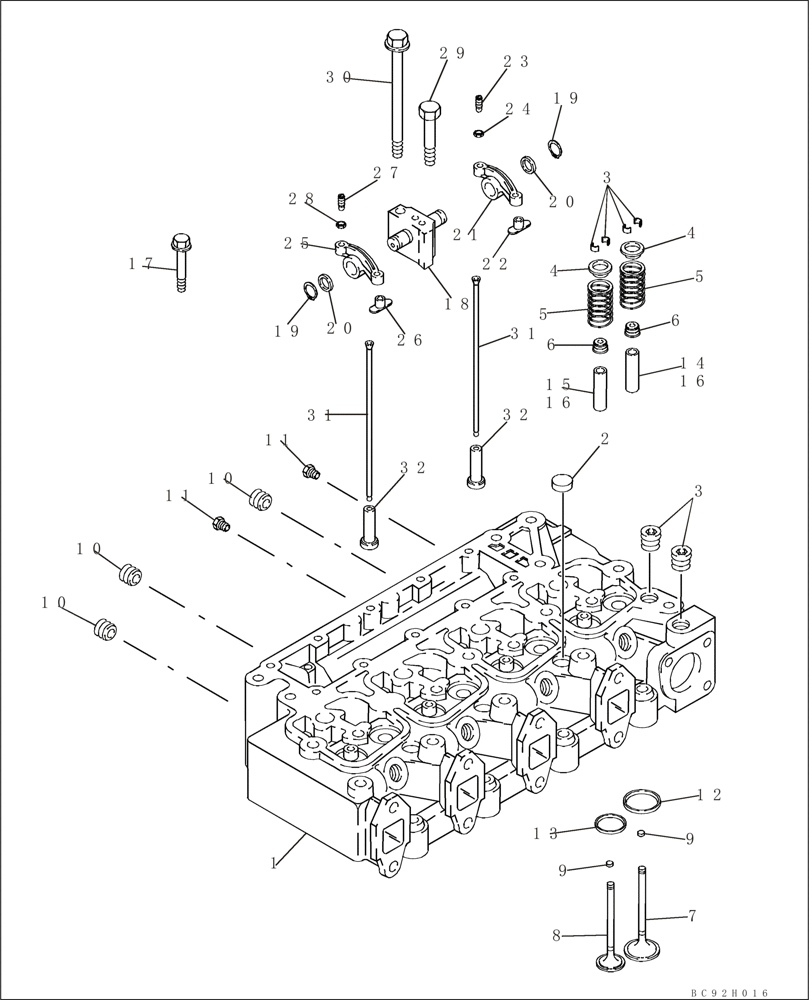 Схема запчастей Case 95XT - (02-13) - CYLINDER HEAD - VALVE MECHANISM (02) - ENGINE