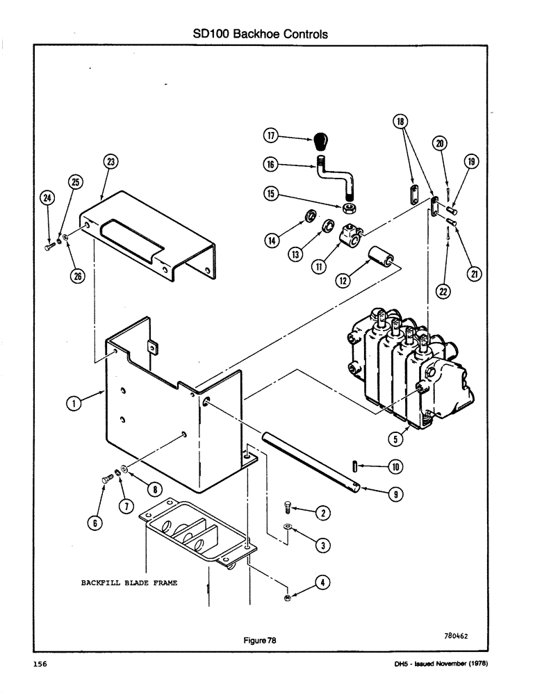 Схема запчастей Case DH5 - (156) - SD100 BACKHOE CONTROLS (84) - BOOMS, DIPPERS & BUCKETS