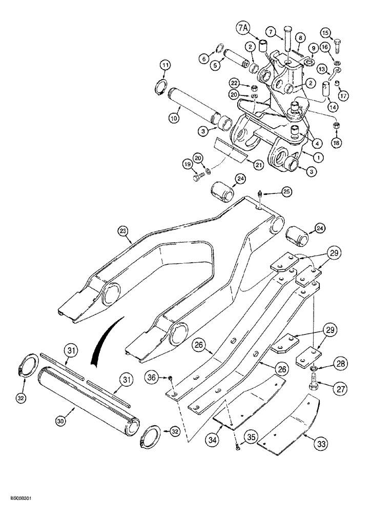 Схема запчастей Case MAXI-SNEAKER - (09-041A) - PLOW SWING TOWER, LIFT ARM AND SKID SHOES, P75 PLOW (09) - CHASSIS/ATTACHMENTS