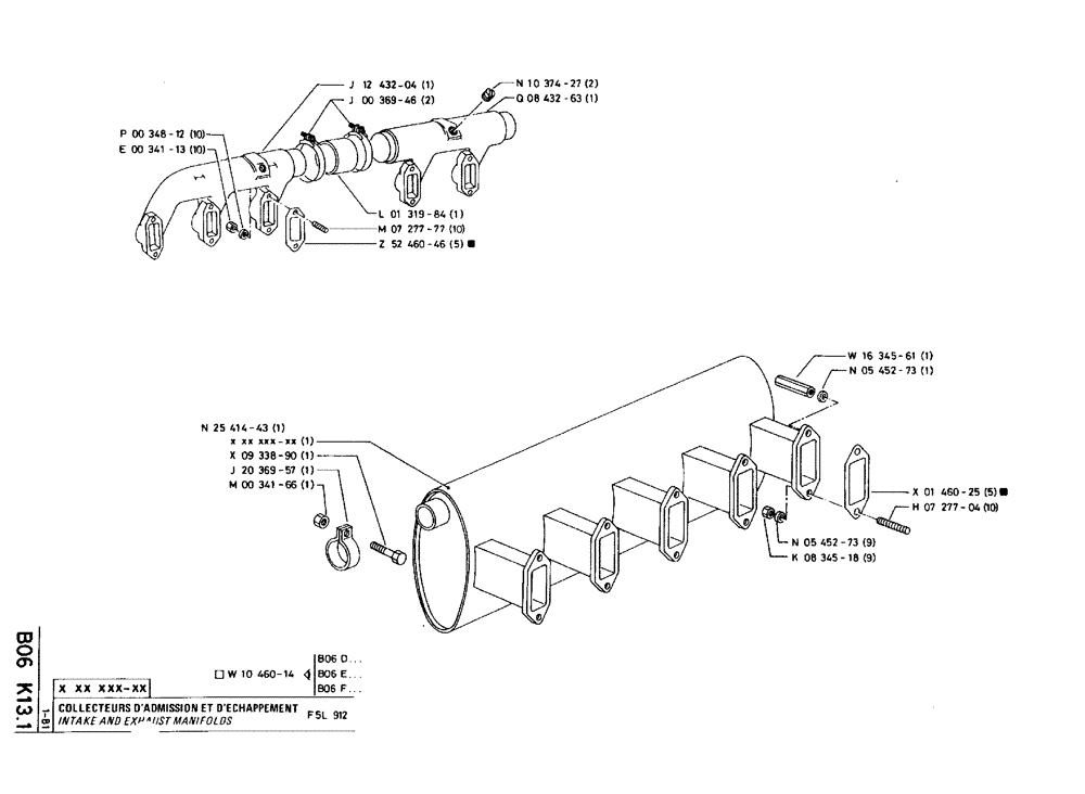 Схема запчастей Case 75C - (B06 K13.1) - INTAKE AND EXHAUST MANIFOLDS - F5L 912 (01) - ENGINE