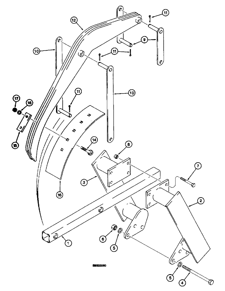 Схема запчастей Case 660 - (9-087A) - CRUMBER, DIGGING CHAIN GUARD, AND MOUNTING, FOR INTEGRAL QUAD TRENCHER (09) - CHASSIS/ATTACHMENTS