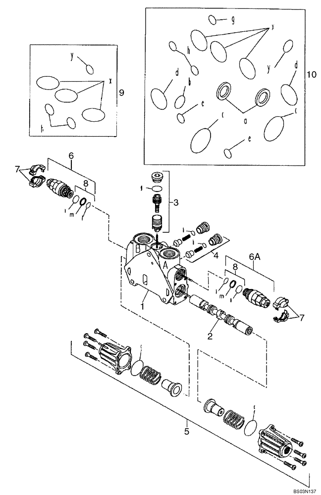 Схема запчастей Case 580M - (08-43) - VALVE SECTION - BACKHOE DIPPER (WITH PILOT CONTROLS) (08) - HYDRAULICS