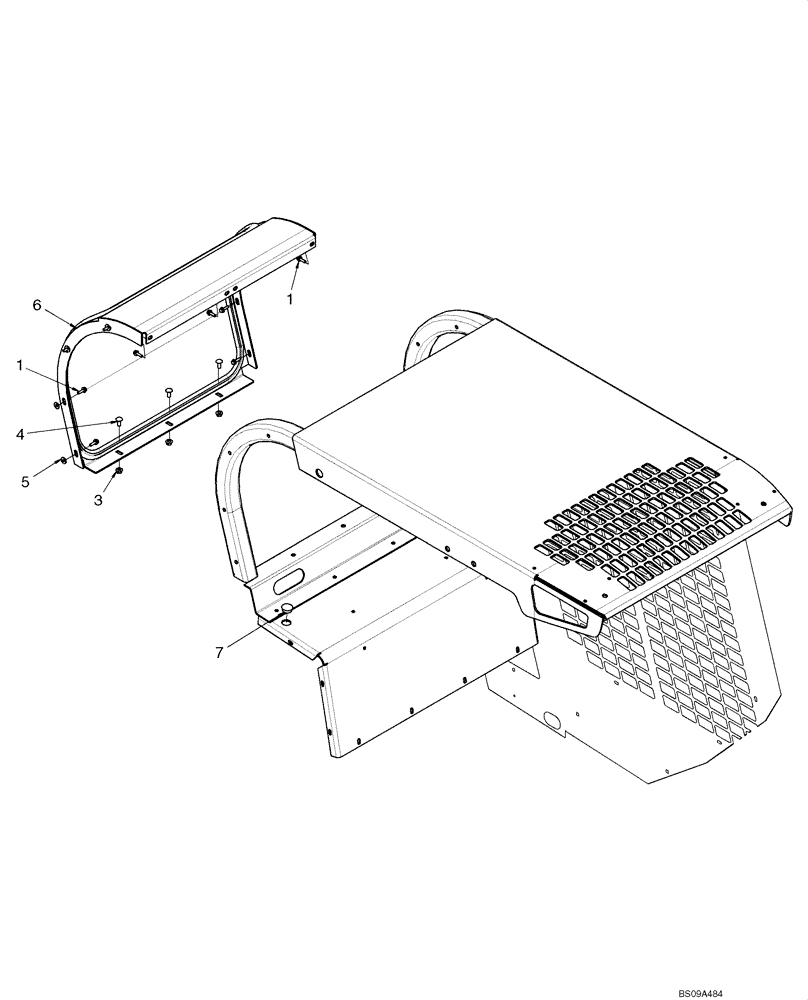 Схема запчастей Case 445 - (09-41) - REAR WINDOW - WITHOUT HEAT AND AIR CONDITIONING (09) - CHASSIS