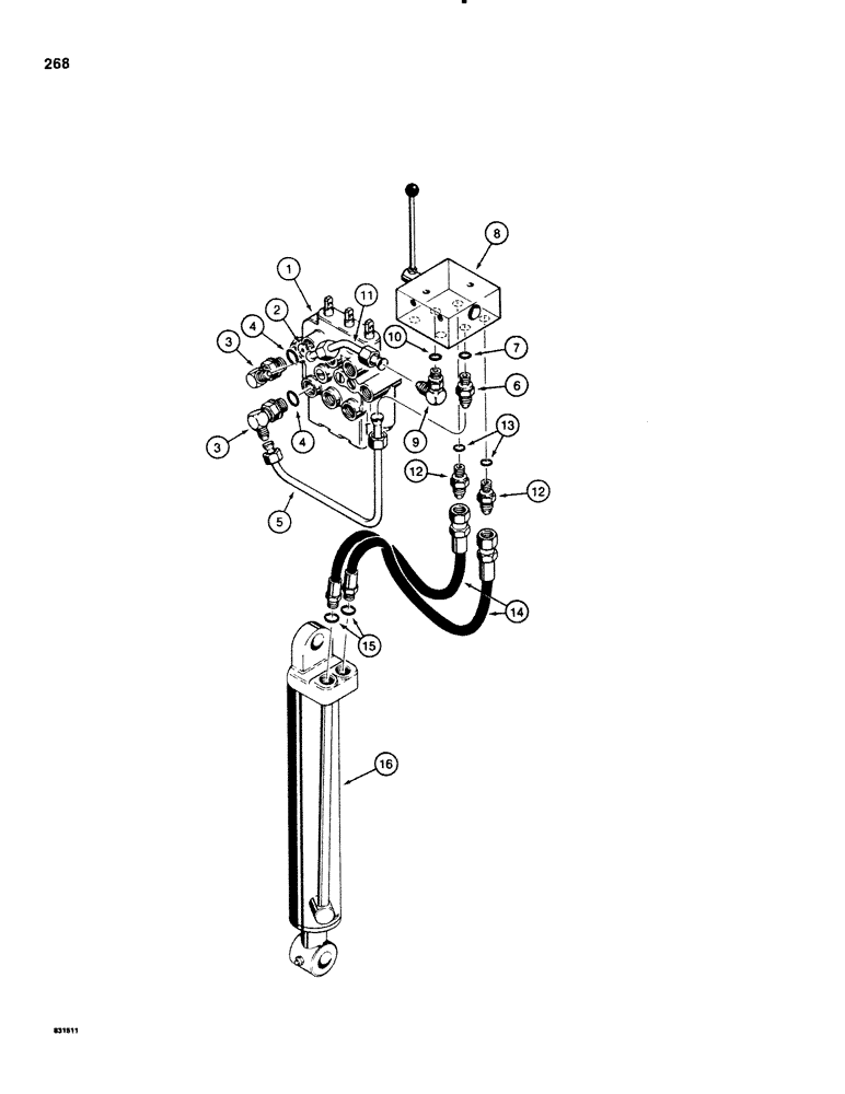 Схема запчастей Case SD100 - (268) - SELECTOR VALVE HYD. CIRCUIT, TRACTOR WITH LINE LAYER & BACKFILL BLADE, & THREE SPOOL CONTROL VALVE (35) - HYDRAULIC SYSTEMS