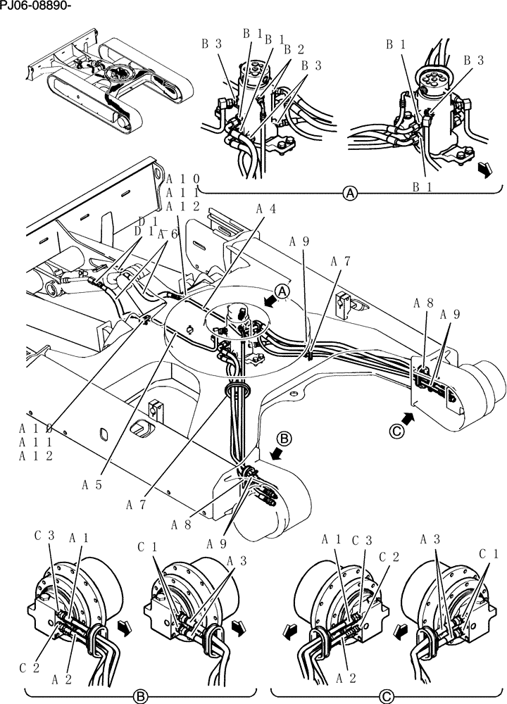 Схема запчастей Case CX50B - (400-14[1]) - HYD LINES, LOW (35) - HYDRAULIC SYSTEMS