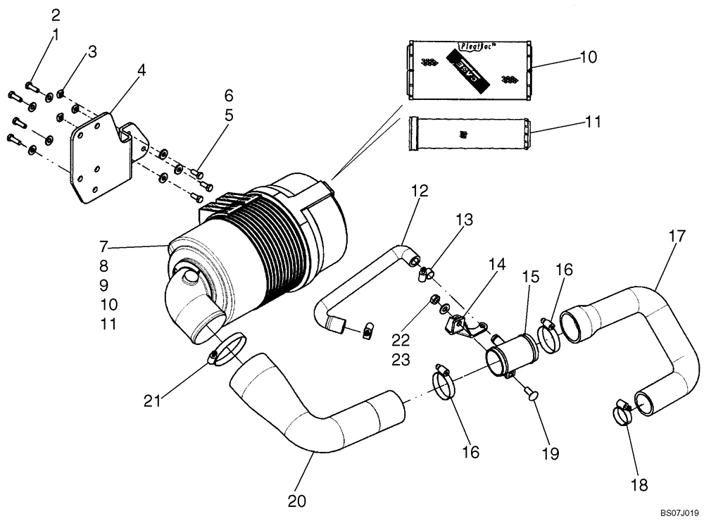 Схема запчастей Case 420CT - (02-04A) - ENGINE - AIR CLEANER SYSTEM; IF USED, SEE REF 12 (02) - ENGINE