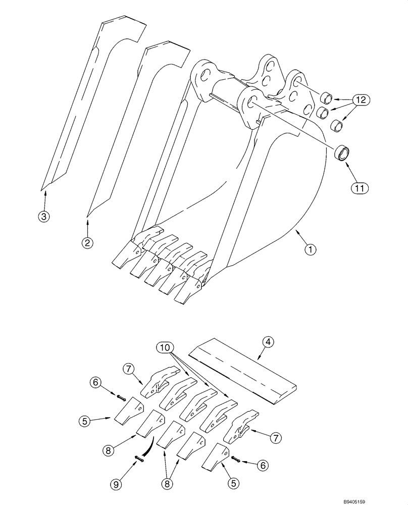 Схема запчастей Case 580M - (09-35) - BUCKET, UNIVERSAL BACKHOE (610 MM (24 INCH) WIDE) (09) - CHASSIS/ATTACHMENTS