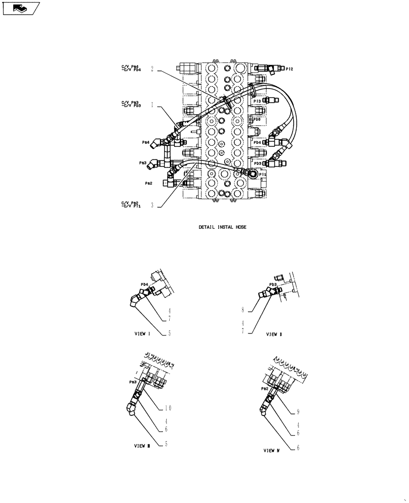 Схема запчастей Case CX55BMSR - (01-041[02]) - CONTROL LINES, MAIN (ROTARY, NIBBLER & BREAKER) (35) - HYDRAULIC SYSTEMS