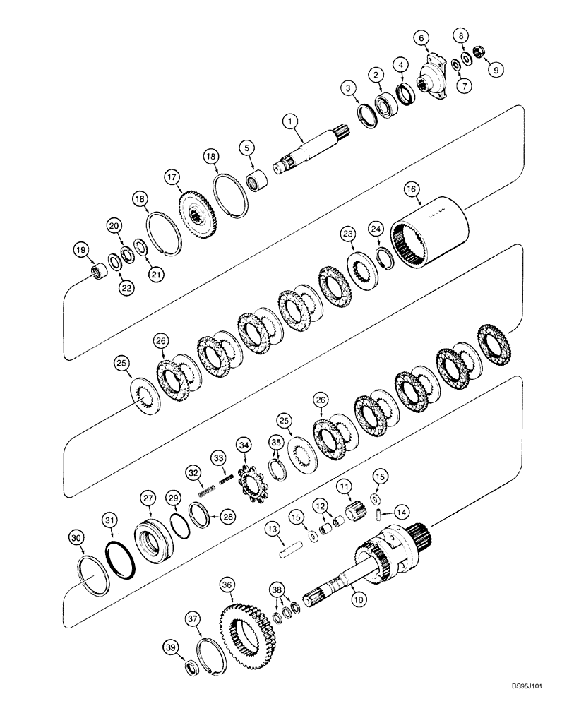 Схема запчастей Case 1150H_IND - (06-05) - TRANSMISSION - INPUT SHAFT AND PLANETARY (06) - POWER TRAIN