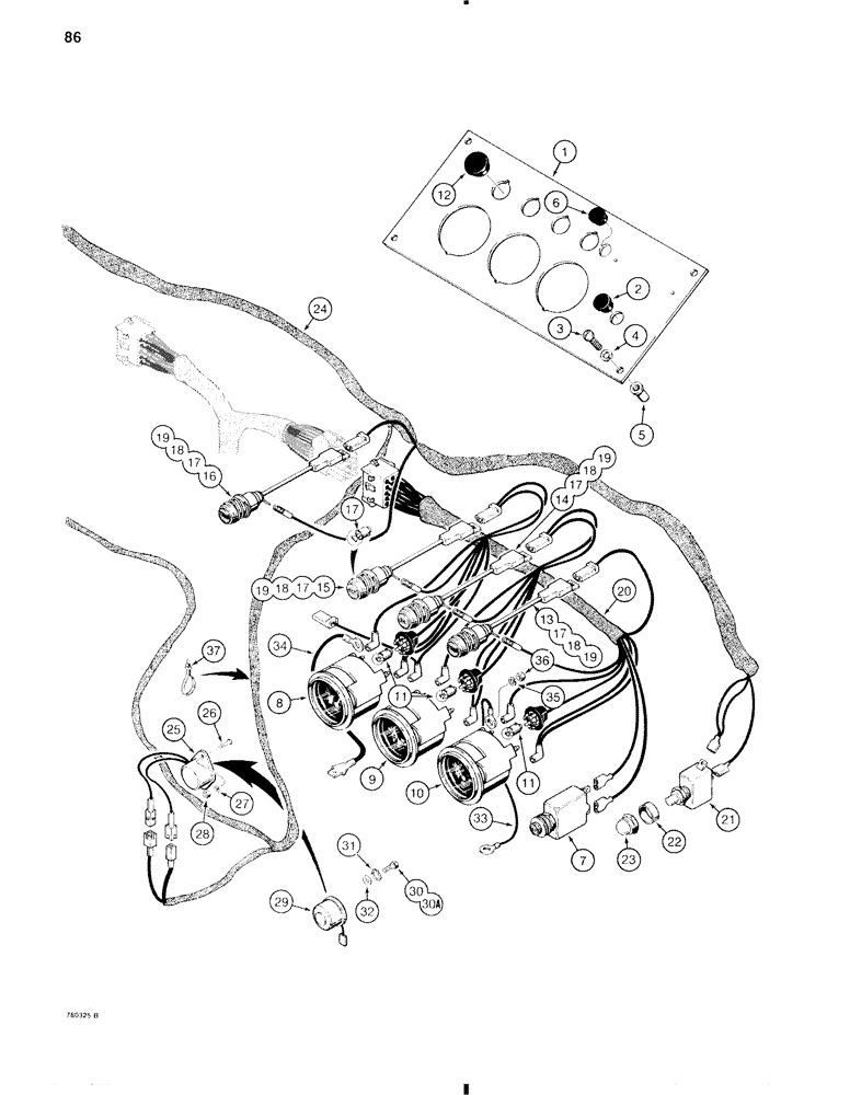 Схема запчастей Case W11 - (086) - ELECTRICAL SYSTEM, RIGHT-HAND INSTRUMENT PANEL (04) - ELECTRICAL SYSTEMS