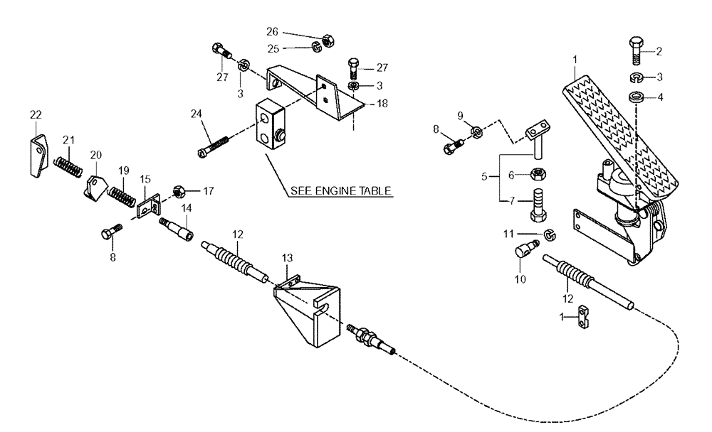 Схема запчастей Case 330 - (12A00000561[01]) - ACCELERATOR CONTROL (01) - ENGINE