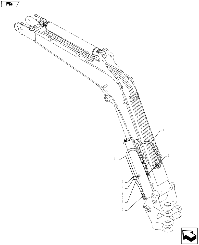 Схема запчастей Case CX55BMSR - (03-013[00]) - HYD LINES, CYLINDER (BOOM) (35) - HYDRAULIC SYSTEMS