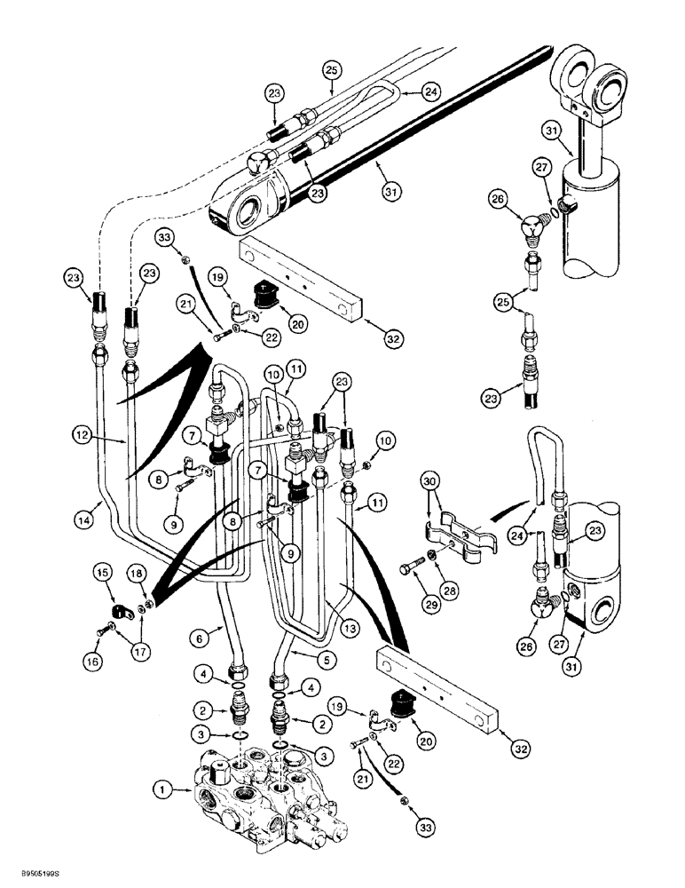 Схема запчастей Case 621B - (8-14) - HYDRAULIC CIRCUIT, LOADER BUCKET, XT LOADER, PRIOR TO P.I.N JEE0041109 (08) - HYDRAULICS