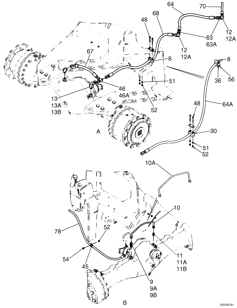 Схема запчастей Case 721E - (07-03A) - HYDRAULICS - BRAKE, MAIN - AXLE (07) - BRAKES