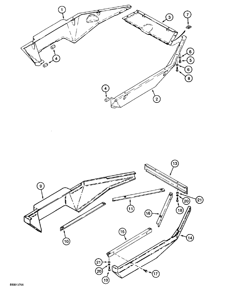 Схема запчастей Case 721B - (9-058) - LOWER CAB AND CANOPY COVERS, PLASTIC COVERS (09) - CHASSIS/ATTACHMENTS