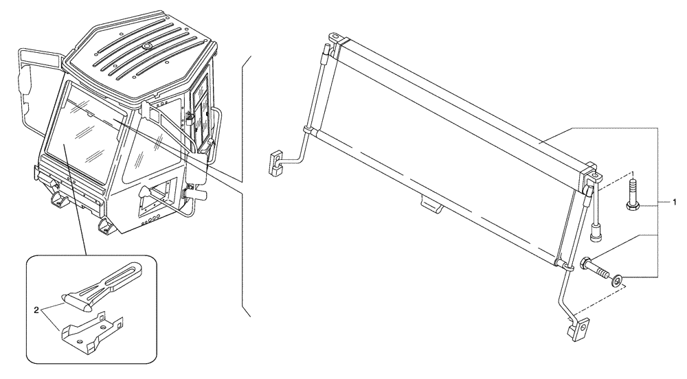 Схема запчастей Case 330 - (51A00011162[01]) - ROPS CAB - SUN SHIELD (10) - Cab/Cowlings